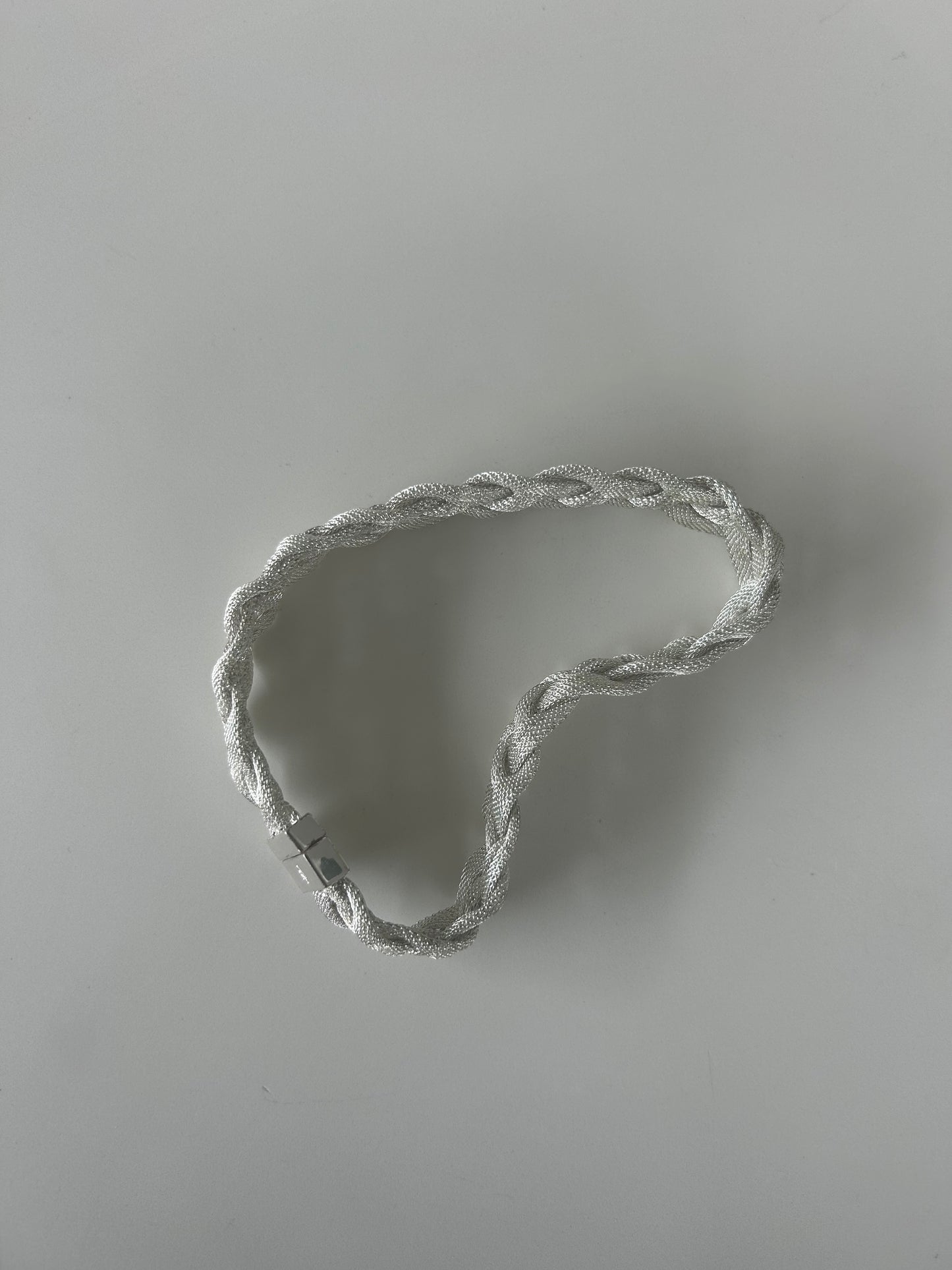 Ralph Lauren Silver Tone Mesh Braided Choker Style Necklace