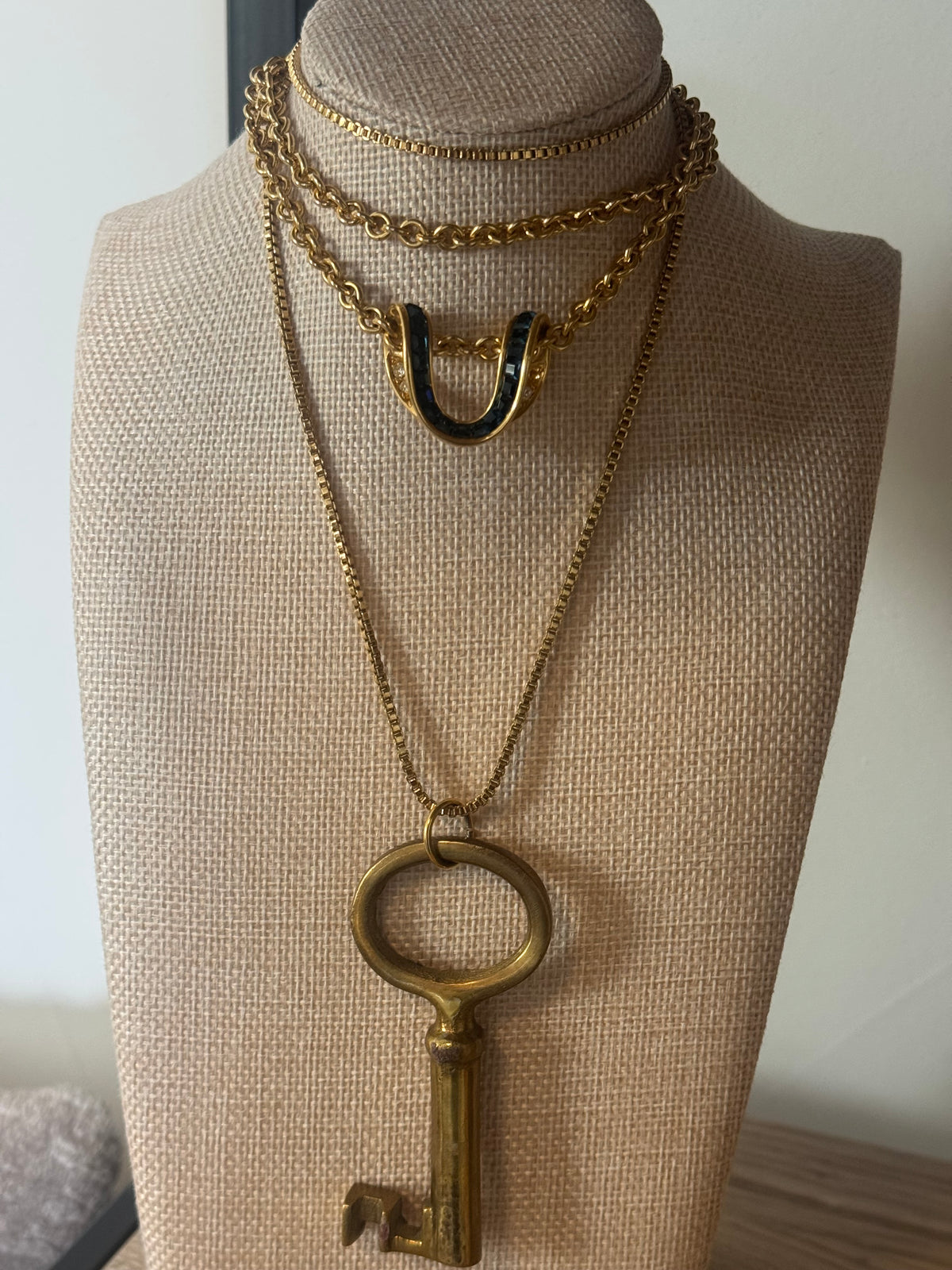 Antique Brass Key Layering Necklace