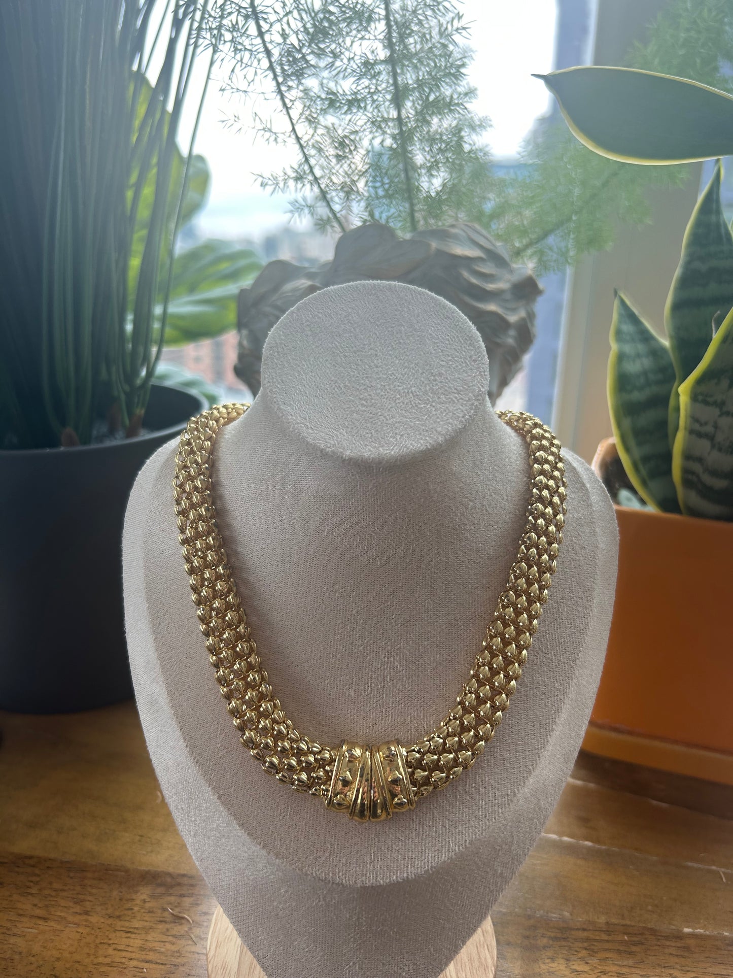 Vintage Gold Plated Mesh Choker Necklace