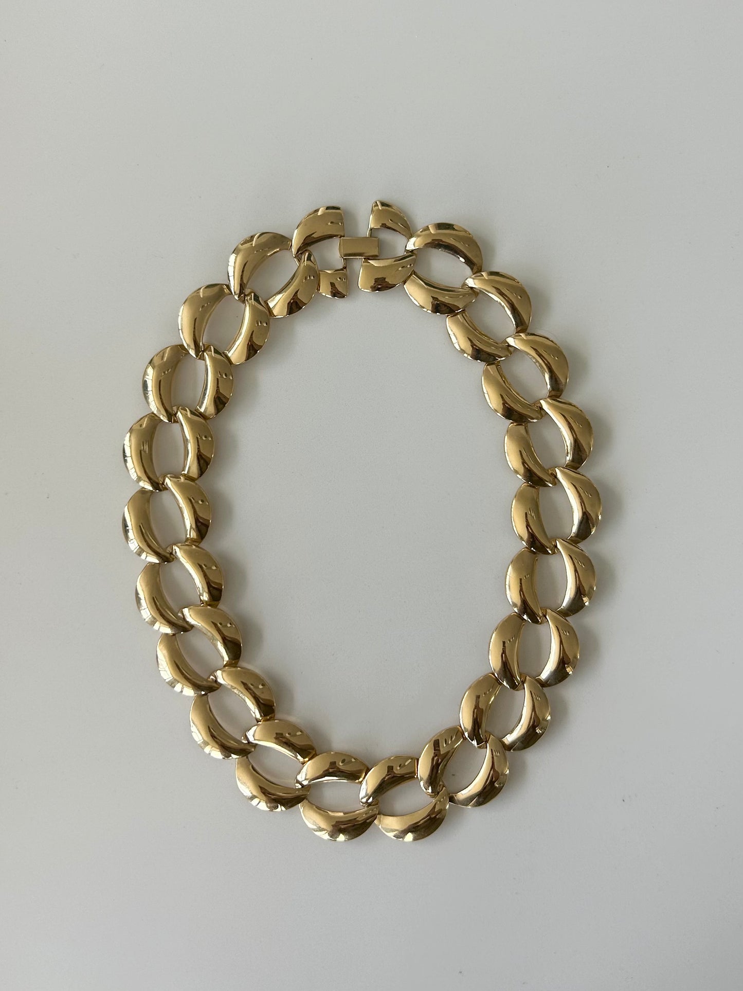 Large Gold Plated Statement Curb Chain Necklace