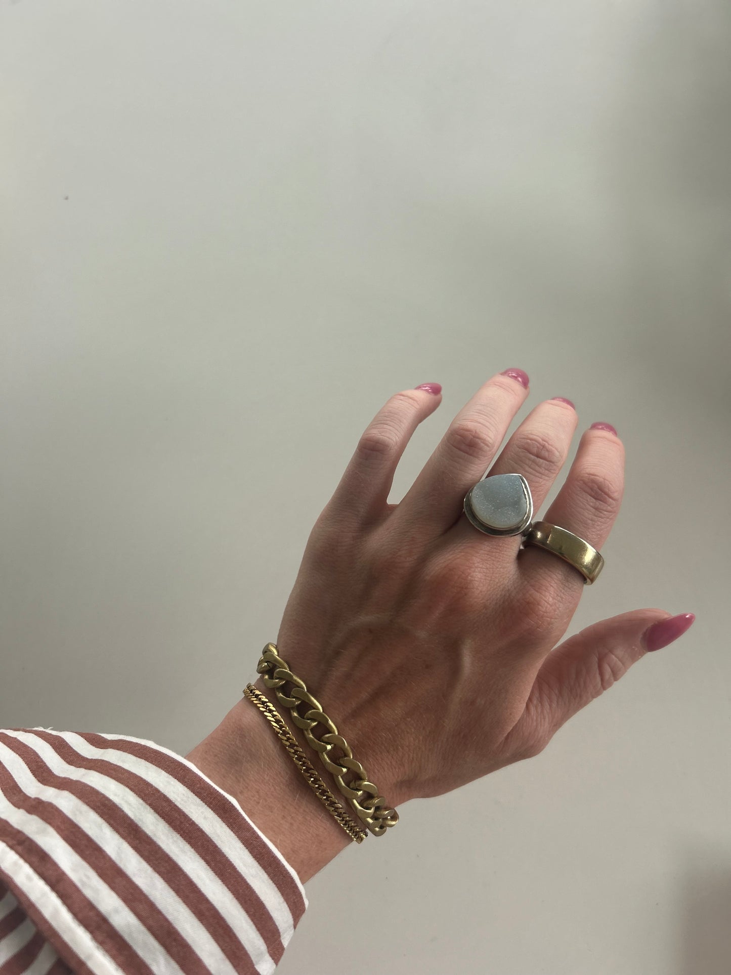 Sterling Silver 925 | White Druzy Pear Shaped Ring