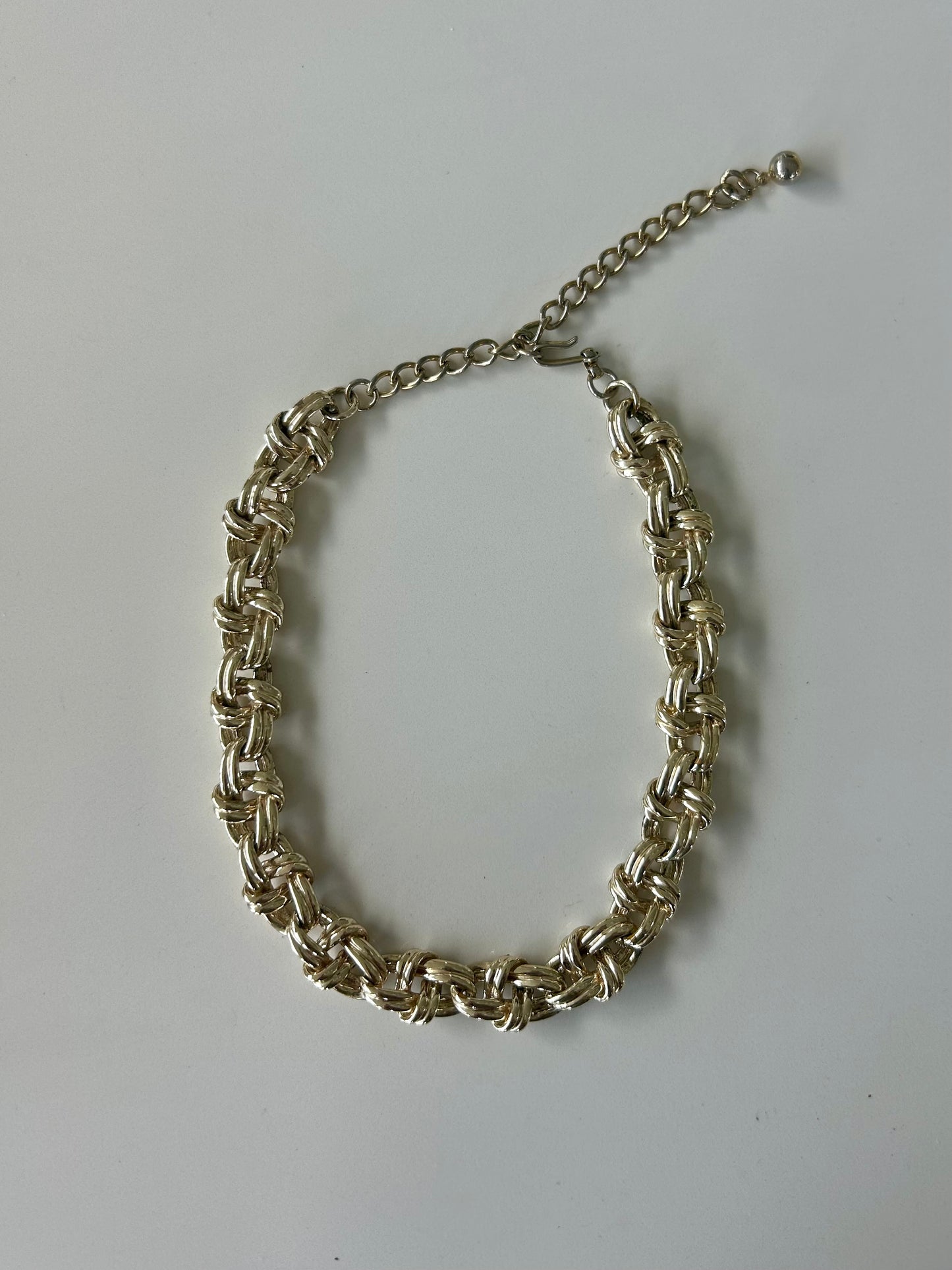 Yellow Gold Tone Flat Braided Chain Link Choker