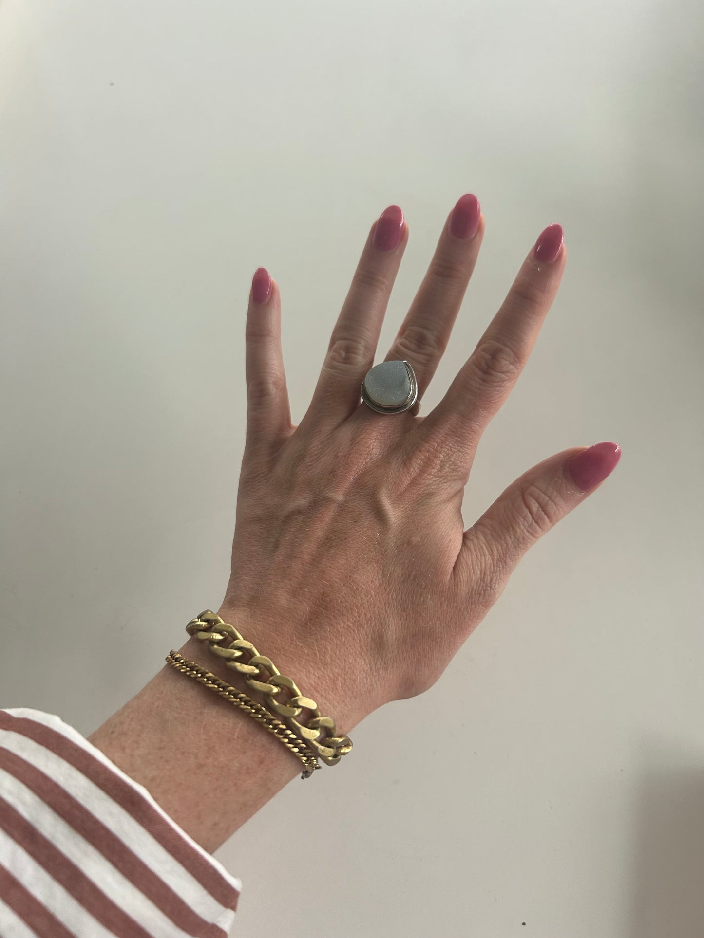 Sterling Silver 925 | White Druzy Pear Shaped Ring