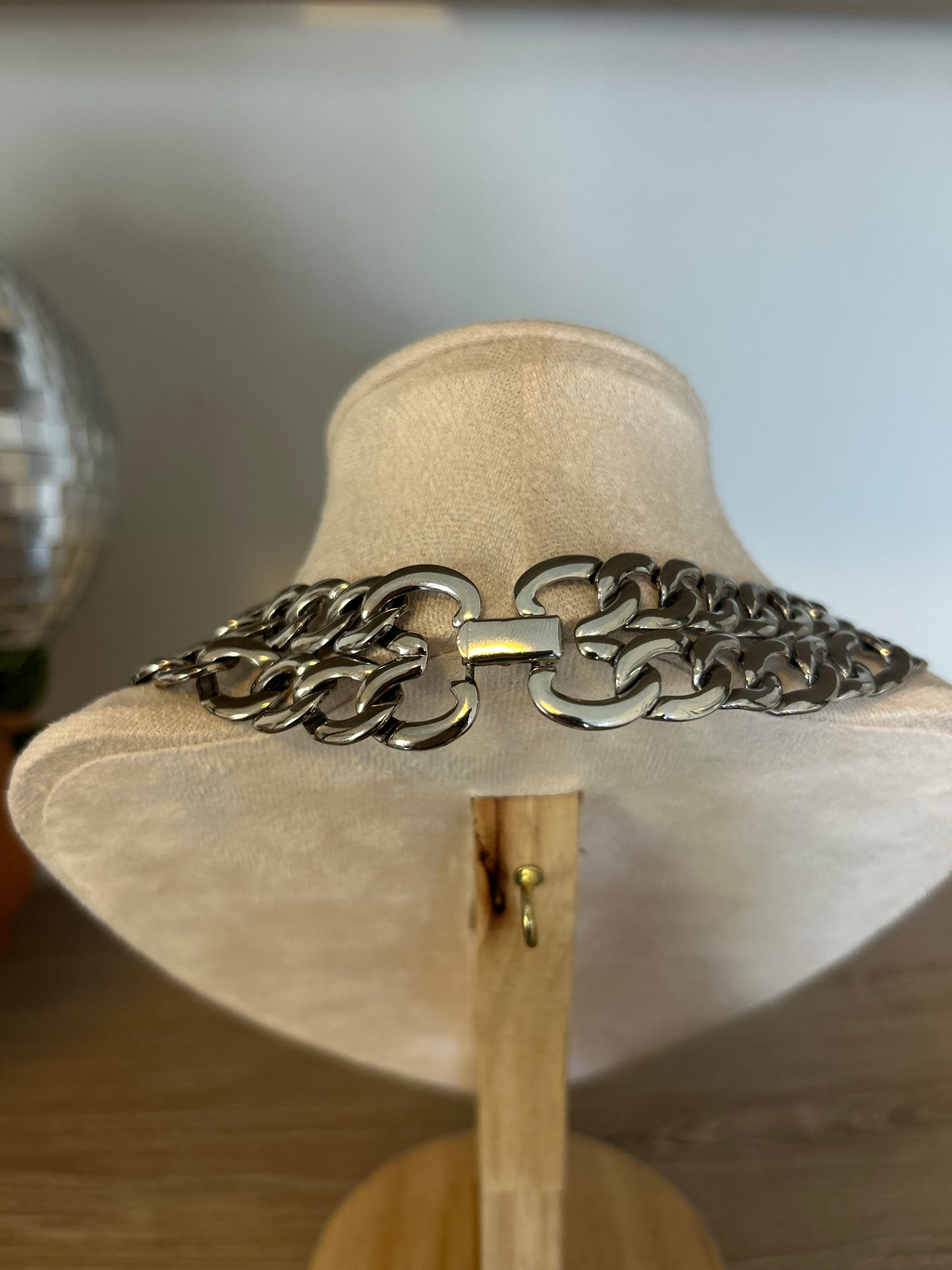 Silver Plated Wide Bib Choker Necklace