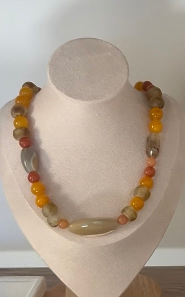 Handmade Mixed Agate Stone and African Recycled Glass Beads