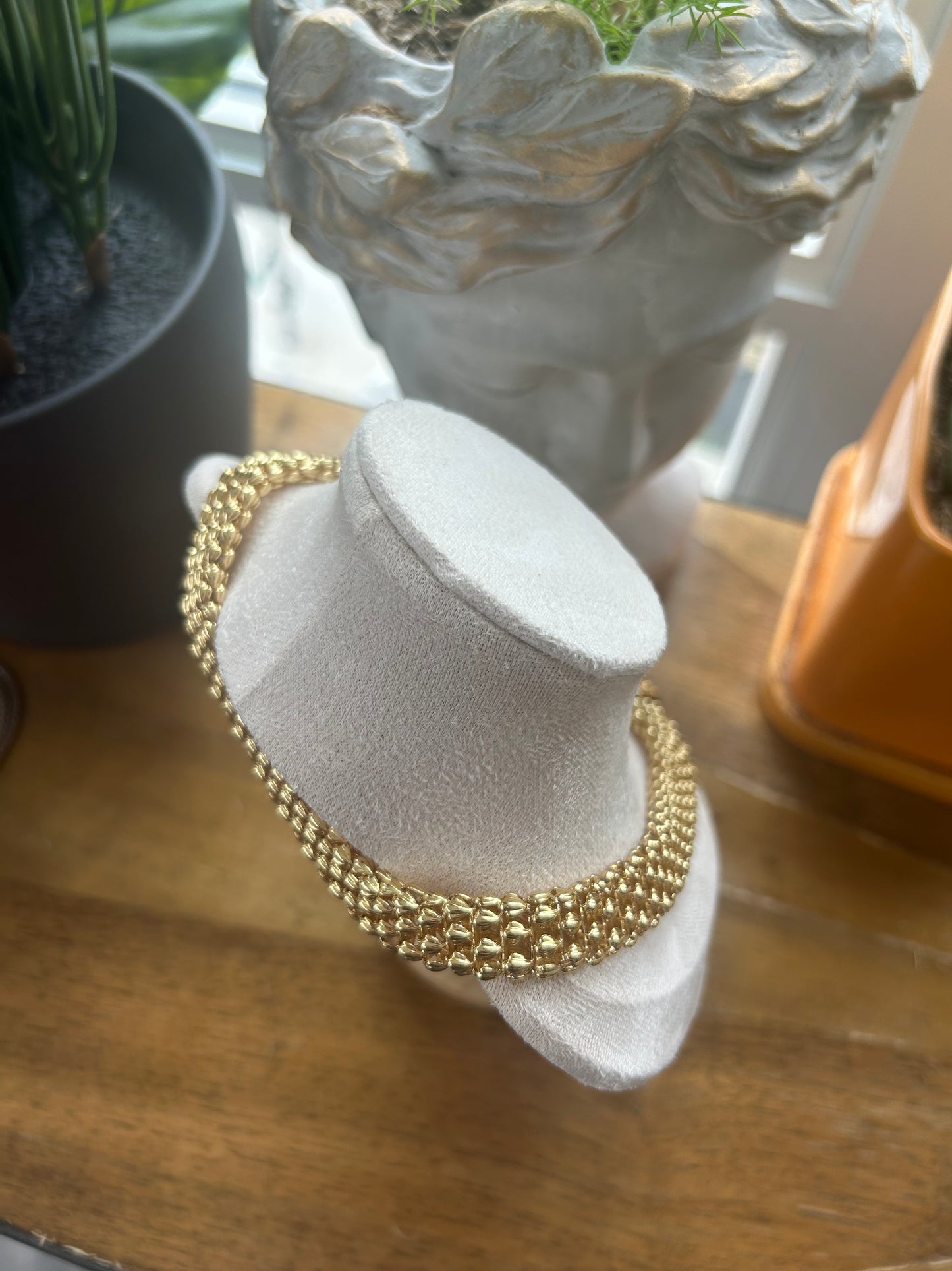 Vintage Gold Plated Mesh Choker Necklace