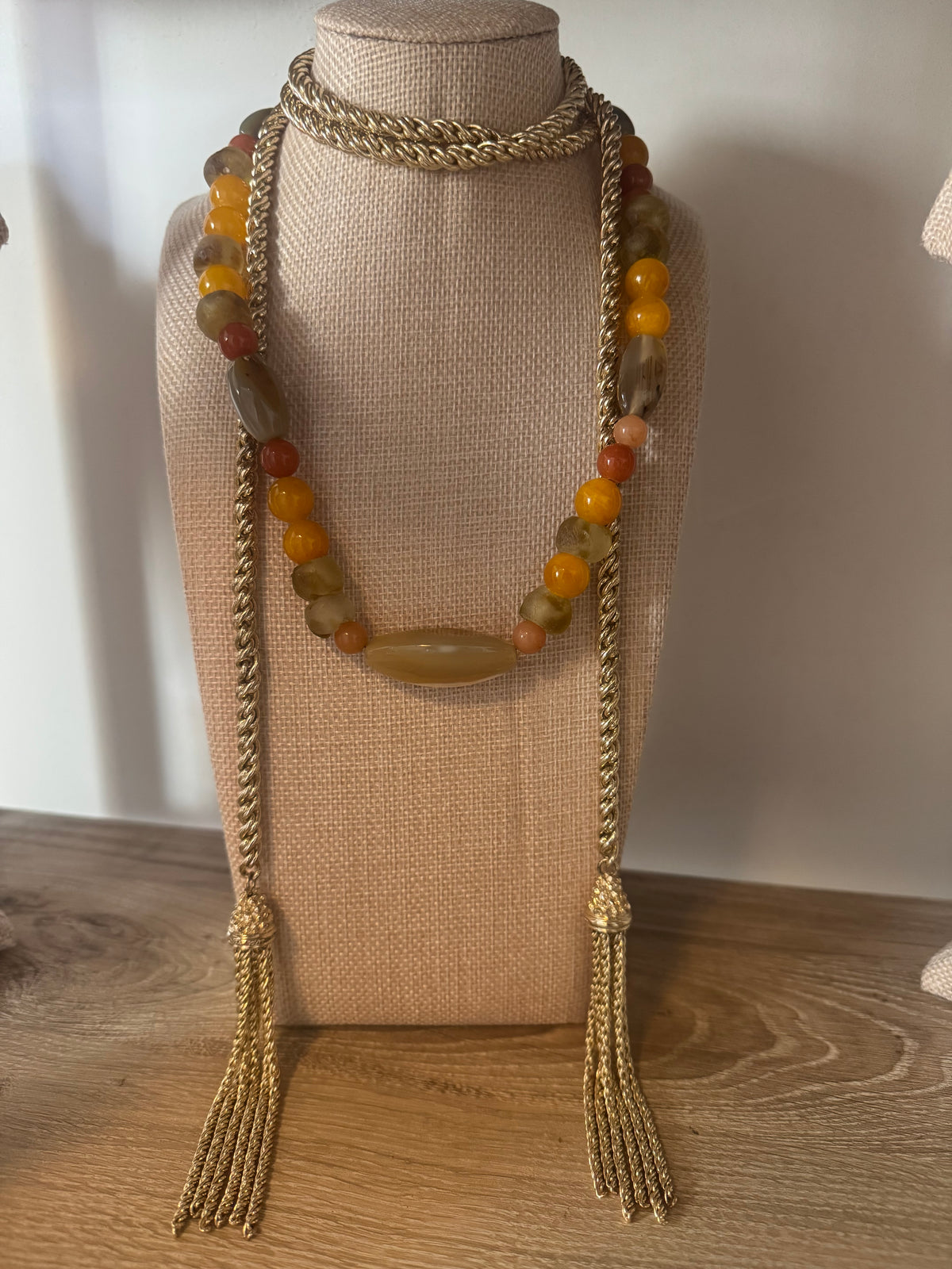 Gold Plated Rope Tassle Necklace