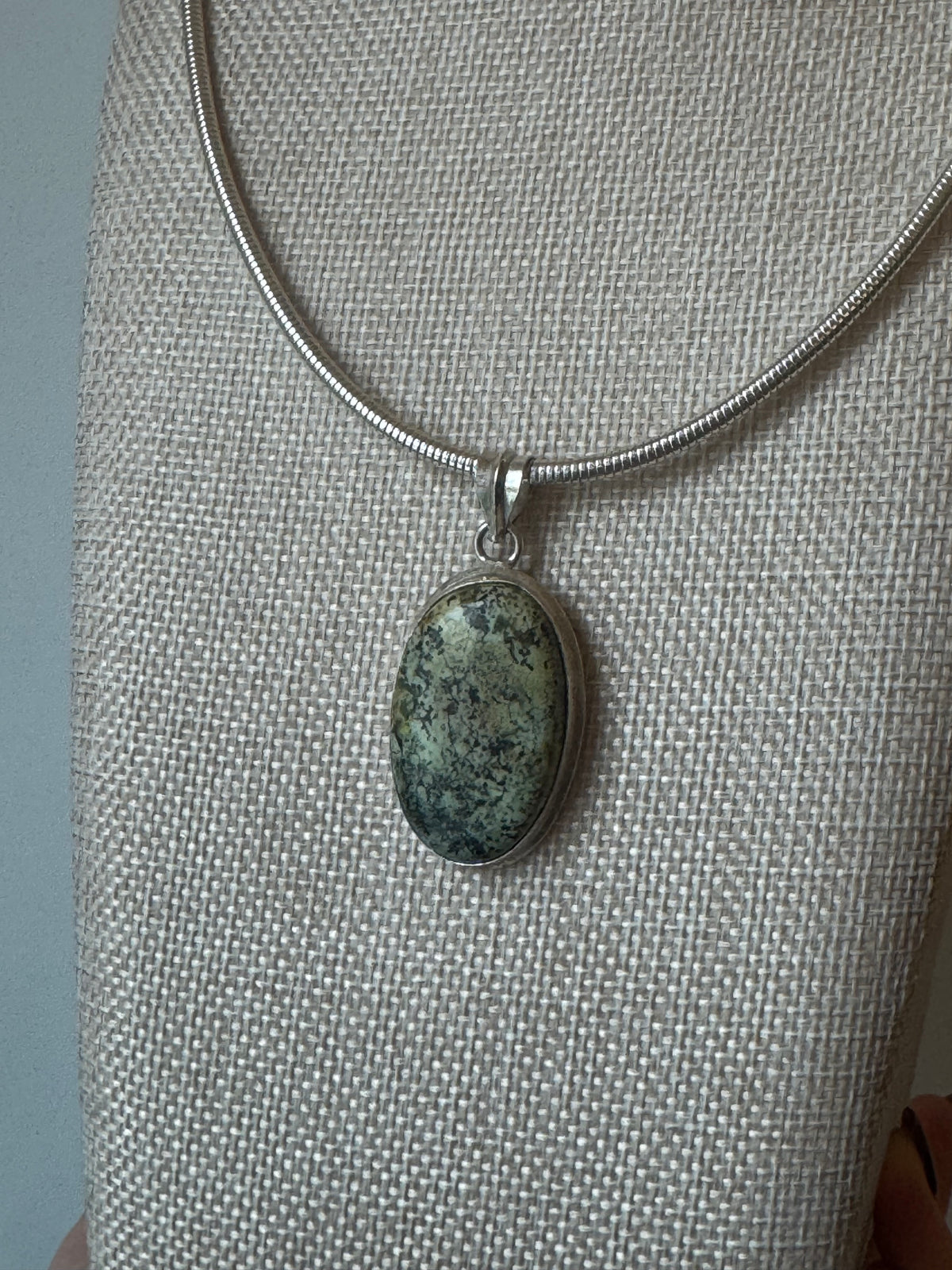 Sterling Silver Tibetan Turquoise Pendant Necklace