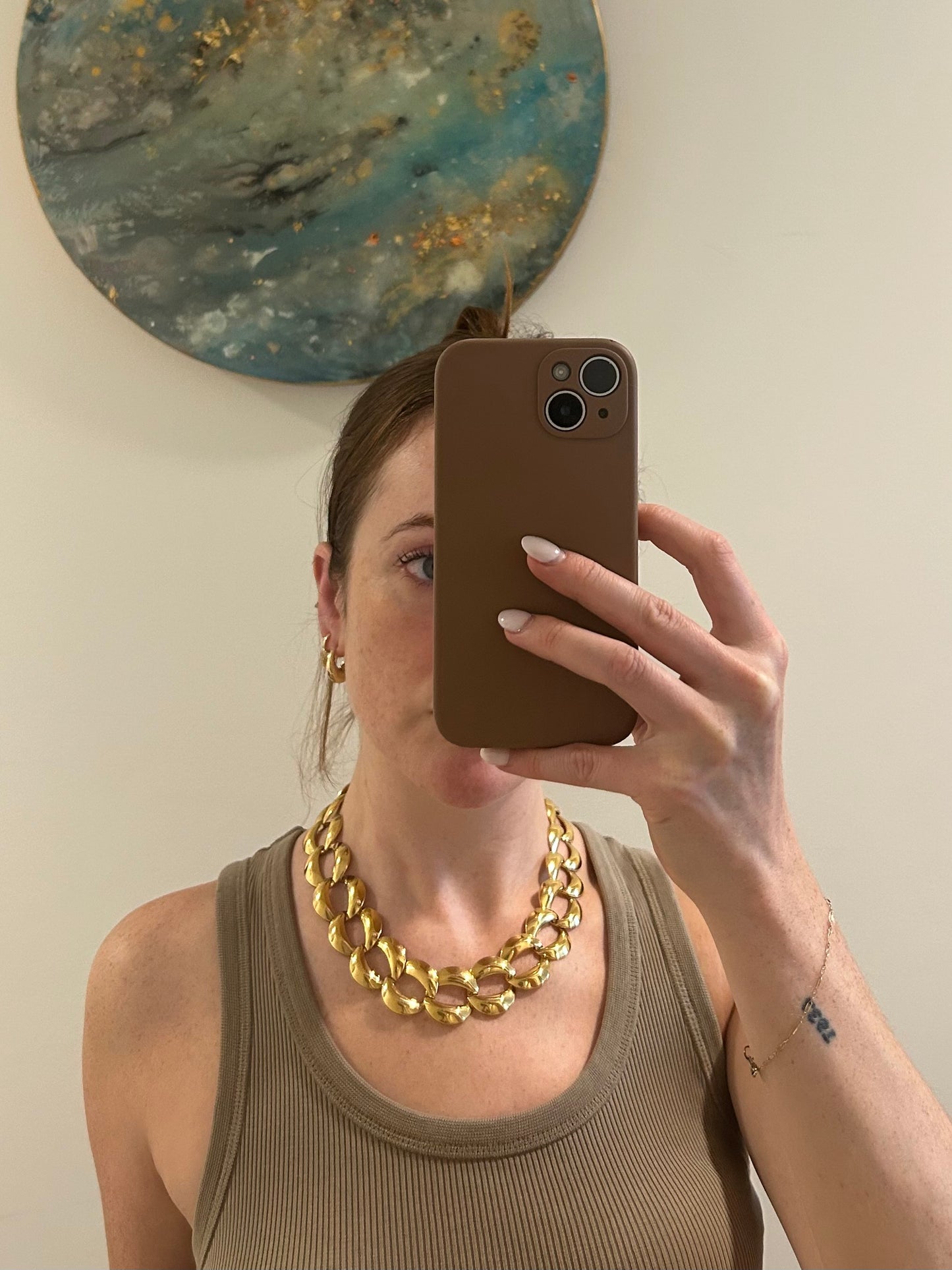 Large Gold Plated Statement Curb Chain Necklace