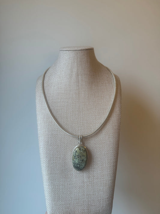 Sterling Silver Tibetan Turquoise Pendant Necklace