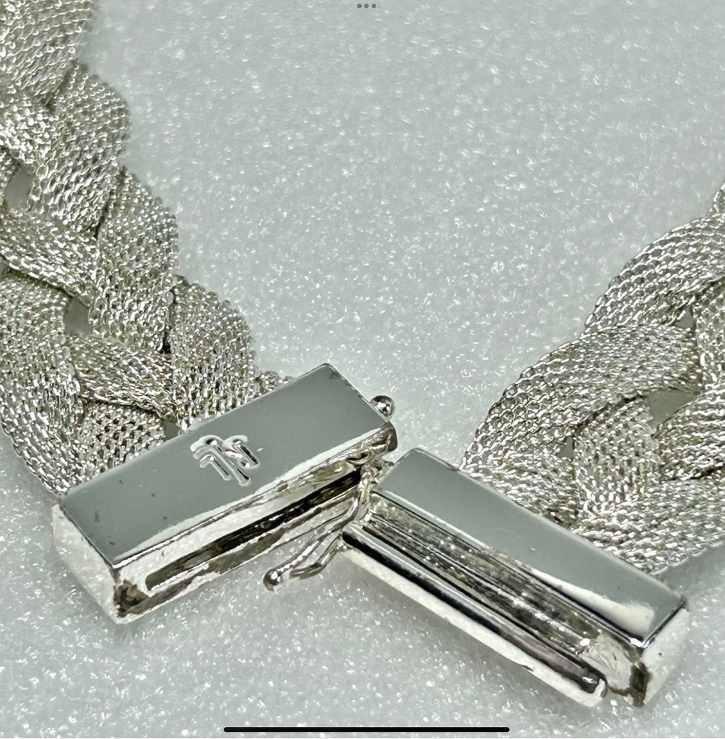 Ralph Lauren Silver Tone Mesh Braided Choker Style Necklace