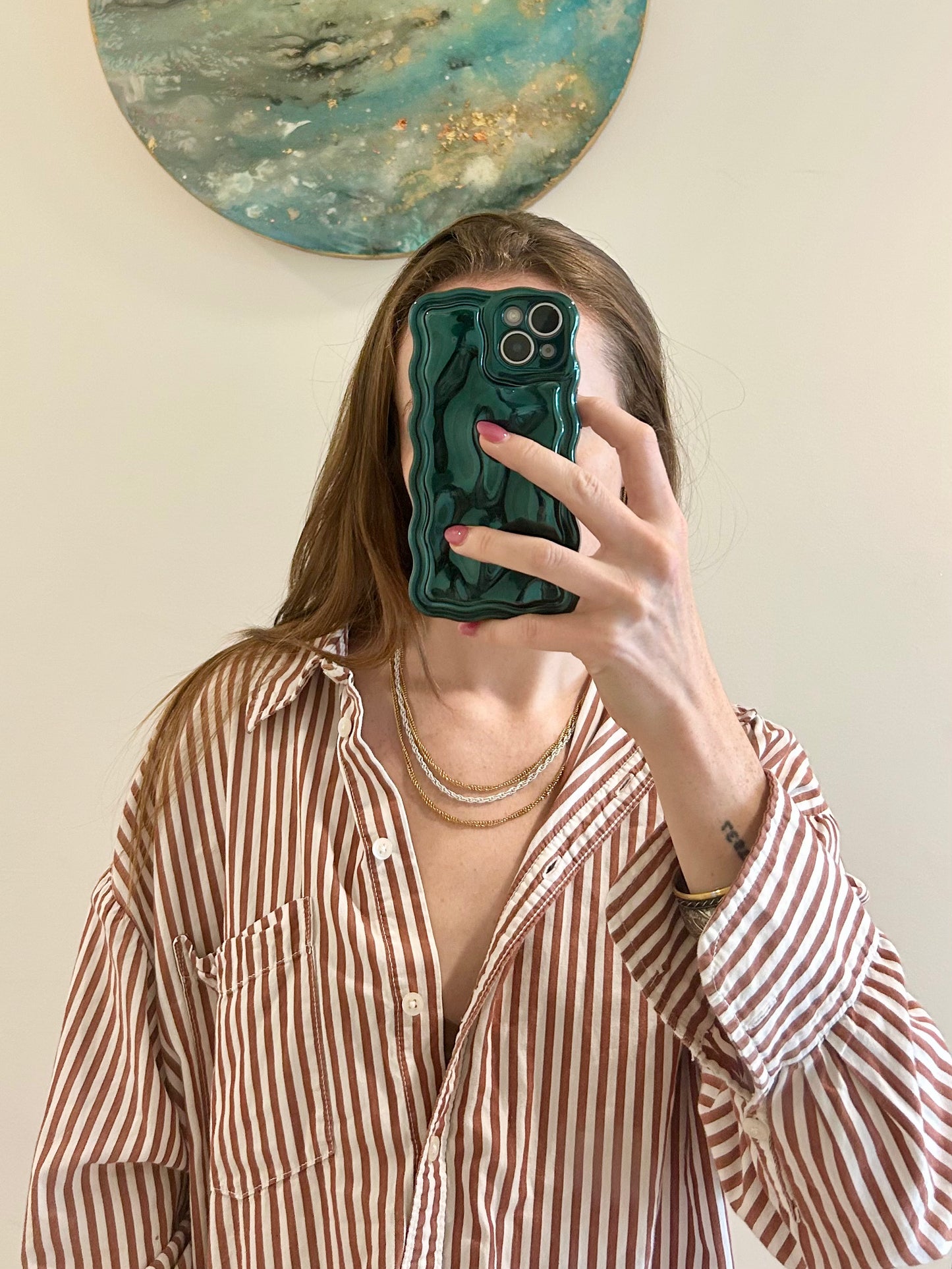 Vintage White And Gold Tone Metal Necklace For Layering