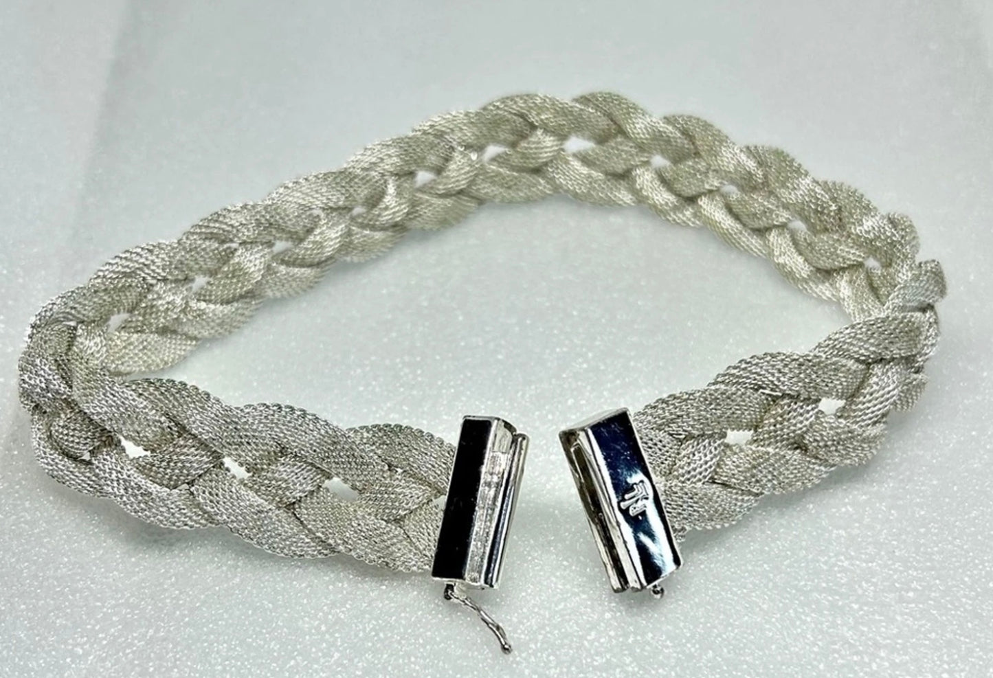 Ralph Lauren Silver Tone Mesh Braided Choker Style Necklace