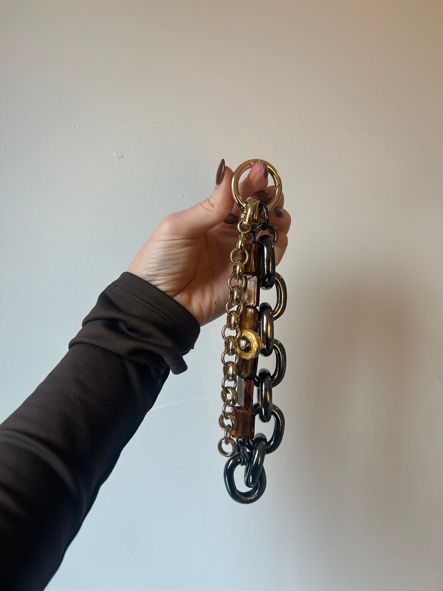 Black and Gold Chain Bag Charm
