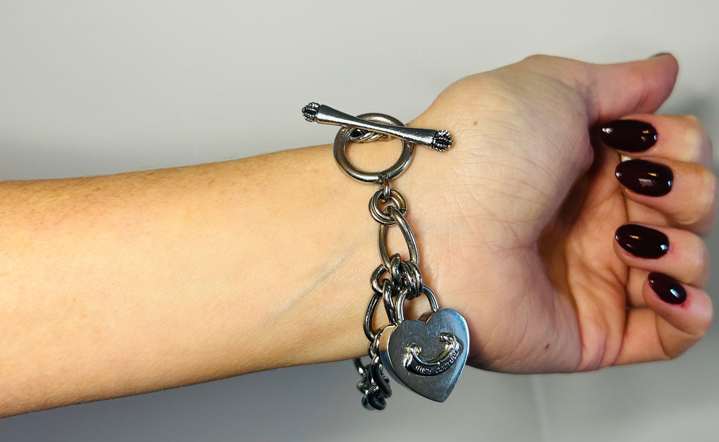 Vintage | Juicy Couture Silver Tone Heart Charm Bracelet