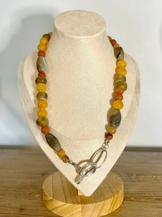 Handmade Mixed Agate Stone and African Recycled Glass Beads