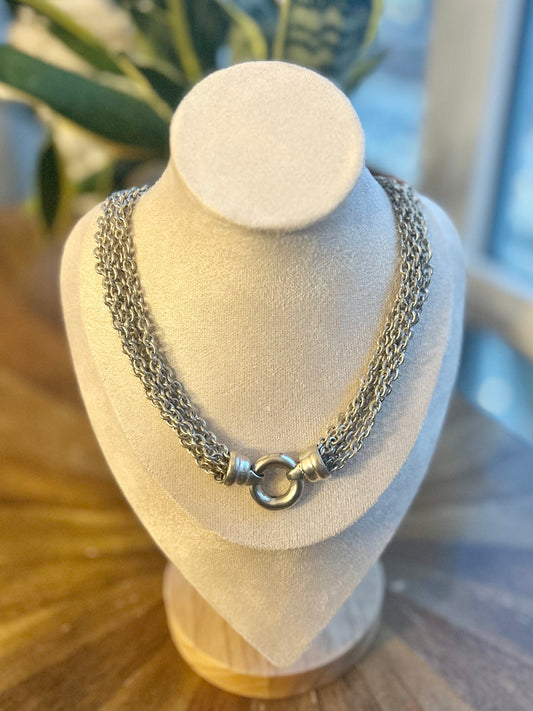 5 Stranded Wheat Snake Chain Lock Dual Hook Necklace