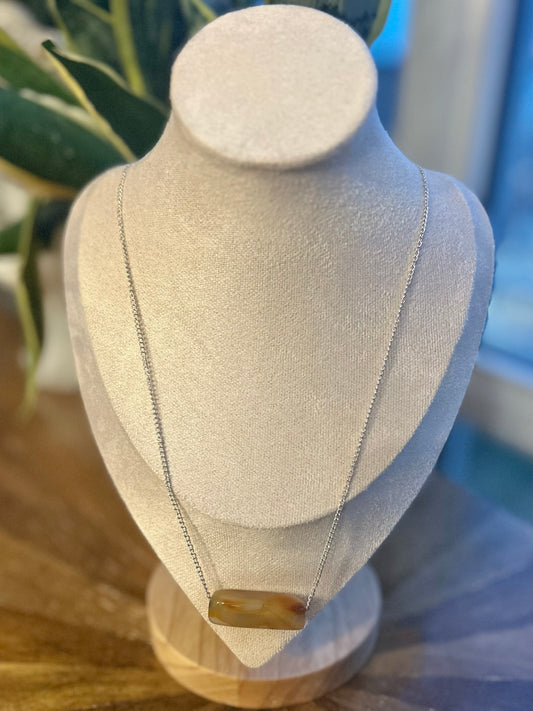 Fine Sterling SIlver Chain with Semi Precious Agate Gemstone Necklace - LARGE