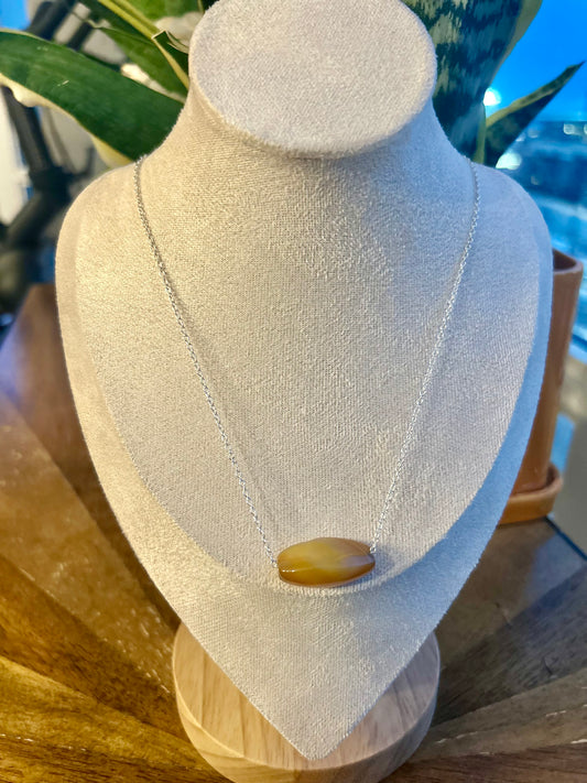 Fine Sterling Silver Chain with Semi Precious Agate Gemstone Necklace - SMALL