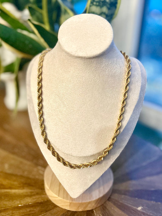 Vintage | Signed Napier | Gold Plated Rope Chain Necklace
